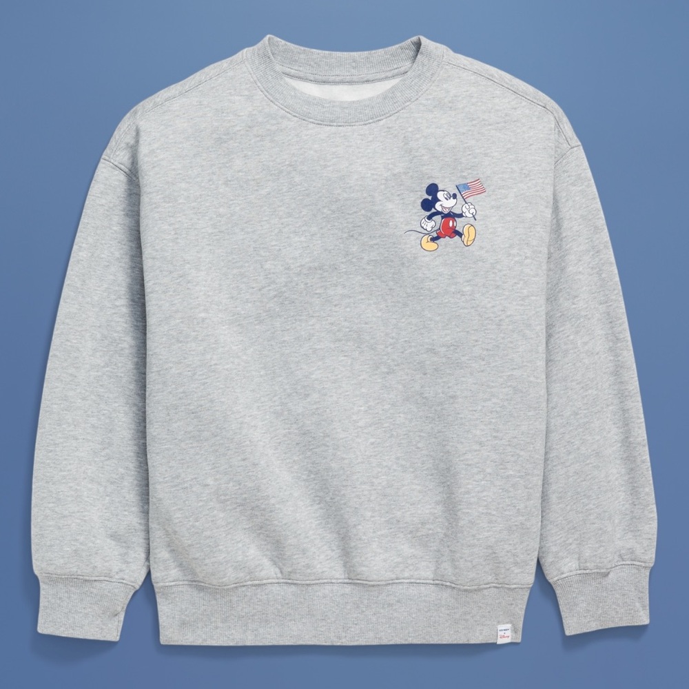 Old Navy Light Gray Crewneck Sweatshirt with Mickey Graphic